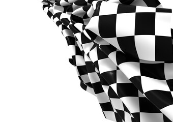 Poster - The checkered flag waves in the wind signaling the end of a race