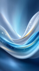 Poster - Soft blue and white fabric waves flow gently, creating a dreamy abstract background. Calm and serene setting ideal for websites and marketing materials