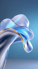 Aufkleber - Abstract blue liquid shape flows gracefully, showcasing a glossy finish and smooth curves. Clean modern background enhances artistic design, suited for creative industries, advertising, presentations
