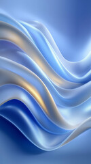 Poster - Satin fabric flows in elegant waves with soft blue tones creating a serene abstract composition. Concept of fashion design, textile industry, interior decoration