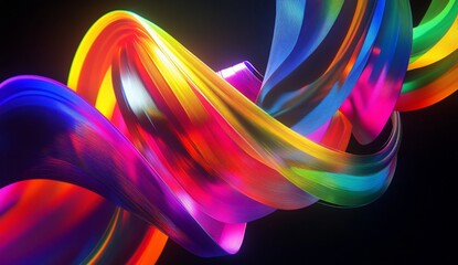 Poster - Abstract vibrant swirling ribbons, dynamic design, digital art, possible use in graphic design