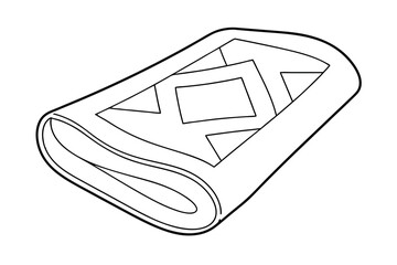 Poster - Rolled up rug line drawing geometric pattern design