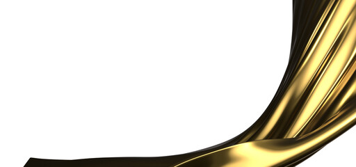 Poster - Flying gold cloth isolated on white background 3D render