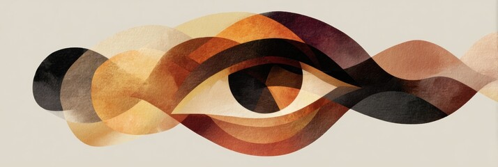 Fototapete - Layered Abstract Shapes Create a Striking Eye Against a Neutral Background, Showcasing Depth and Contrast in Design