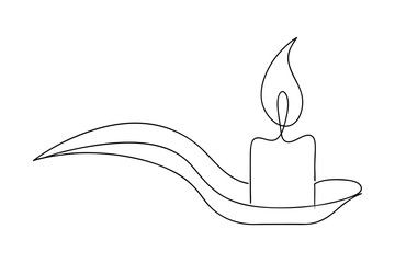 Poster - Single line drawing of candle in holder, simple minimalist design