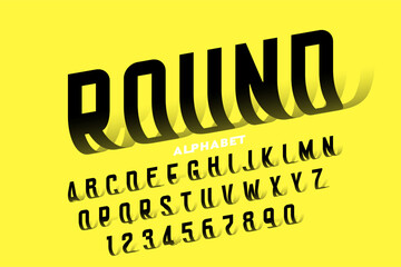 Fototapete - Round. Original style font design, alphabet letters and numbers vector illustration