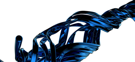 Fototapete - Aqua Serenity: Abstract 3D Blue Wave Illustration for Tranquil Designs