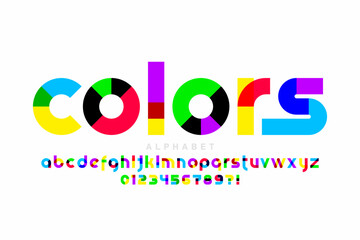 Fototapete - Colorful original style font design, alphabet letters and numbers vector illustration