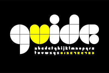 Fototapete - guide. Original style font design, alphabet letters and numbers vector illustration