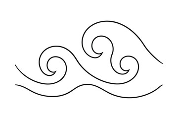 Poster - Abstract line drawing of swirling waves ocean sea