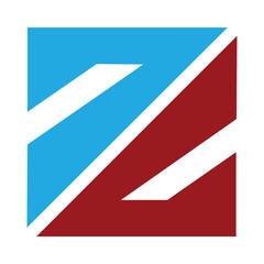 Poster - Red and Blue Triangular Square Shaped Letter Z Icon