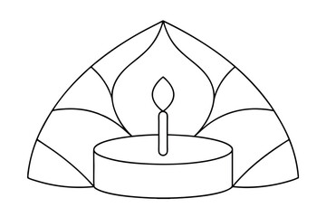 Poster - Simple line drawing of a candle with mandala design