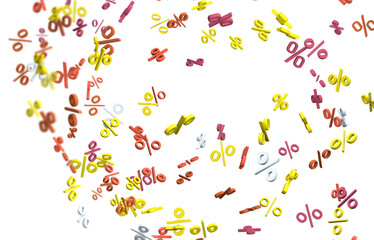 Aufkleber - 3d Sales icons floating in the air 3D rendering