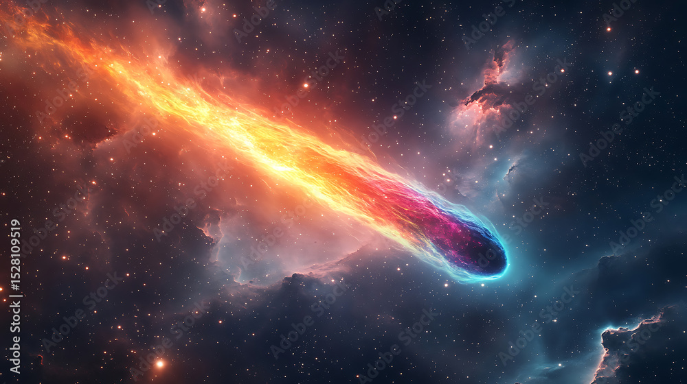 Fiery Comet Streaking Through Cosmic Nebula Stock Photo | Adobe Stock