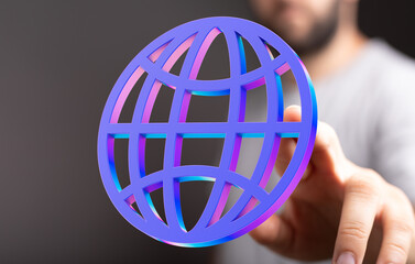 Leinwandbilder - Abstract 3D globe symbol,internet, connection, global communication.