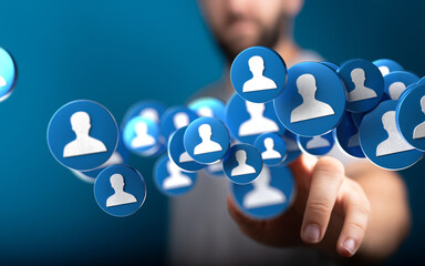Aufkleber - Increase your network with this image of connecting people. Ideal for social media, networking, and community.