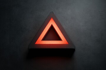 Poster - Flashing Warning Triangle Signals Alert on Dark Matte Device Surface With Faded Top Layout