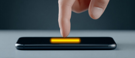Poster - Finger hovers over smartphone screen with glowing yellow bar, suggesting interaction