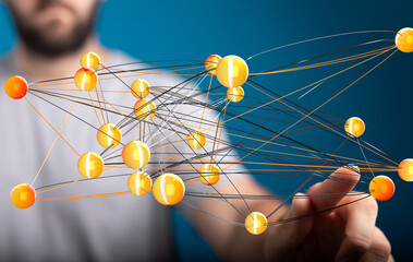 Aufkleber - Abstract image depicting interconnected nodes, representing global networks and data flow.