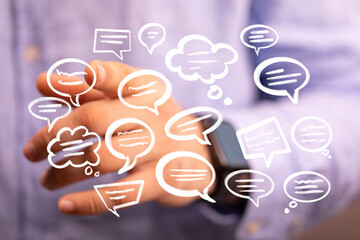 Aufkleber - Abstract image depicting communication, social media, or online conversation.