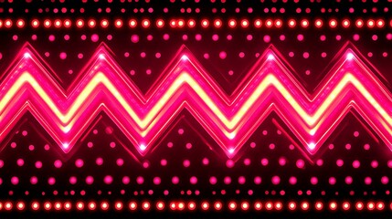 Poster - Abstract neon zigzag with bright pink and yellow glowing lines pattern