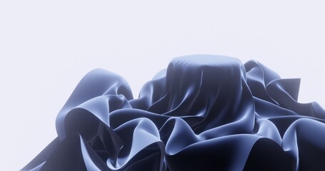 Poster - Abstract background delicate dark blue drapery fabric platform 3d render