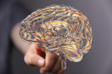 Aufkleber - Abstract image of a human brain, representing intelligence, neural networks, and cognitive processes.