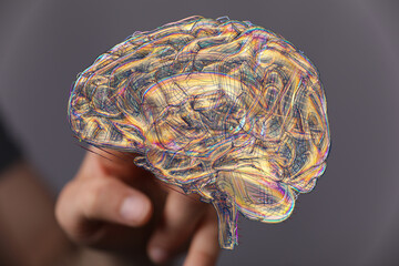 Leinwandbilder - Abstract image of a human brain, showcasing its complex neural pathways. Perfect for neuroscience, medicine, or AI concepts.