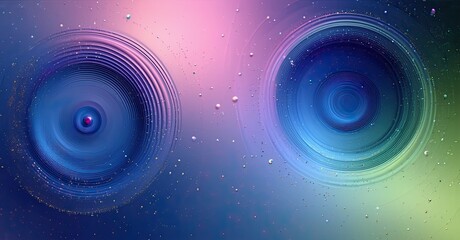 Aufkleber - Abstract swirls, vibrant colors blend. Ripples radiate from central points, creating dynamic visual effect. Soft gradients, dreamy atmosphere.