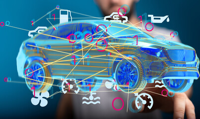 Poster - Innovative digital car maintenance.  Visualize and track vehicle data for efficient servicing.