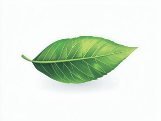 Leinwandbilder - A sleek green leaf vector icon placed on a solid matte white background