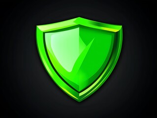 Leinwandbilder - A vector health shield icon in green on a clean black background, isolated