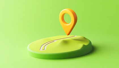Leinwandbilder - Colorful 3D vector icon for travel and navigation on a vivid lime green background
