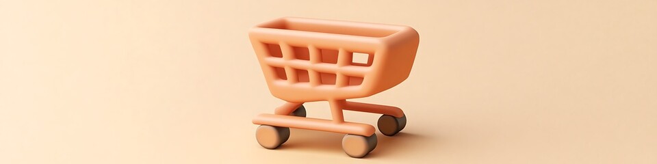 Leinwandbilder - High-detail 3D vector icon for e-commerce and shopping on a warm beige background