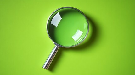 Fototapete - Search icon with a bold magnifying glass on a vibrant green background