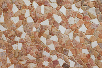 Poster - High-resolution image of a mosaic tile texture featuring irregular red and white stones.
