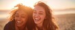 © Studio Nova - The joyful friends embracing sunset moments with laughter and smiles.