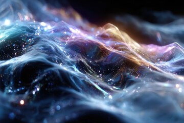 Poster - Colorful abstract waves illuminated by light create a mesmerizing visual effect in darkness