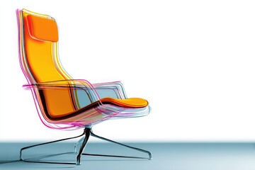 Poster - Modern Orange Transparent Chair on Light Blue Background