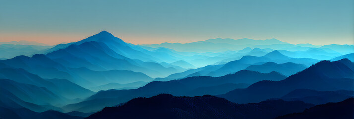 Poster - Abstract Blue Background that Resembles a Landscape with Gradient Colors from Light to Dark