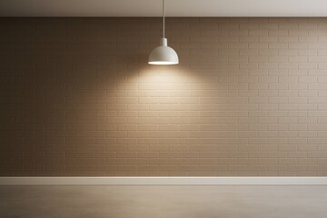 Poster - Minimalist brown brick wall interior with spotlight and empty space for design or poster mockup presentation concept in clean modern style.