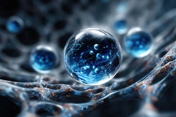 Poster - Exploring the beauty of microscopic water droplets surrounded by intricate web formations