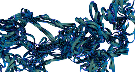 Fototapete - Stunning 3D render of swirling blue ribbons. Perfect for abstract, technology, or design projects.