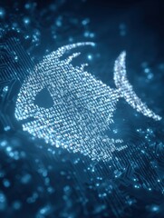 Poster - Antivirus Shield Pulses to Deflect Phishing Threat in a Digital Environment Filled With Binary Code
