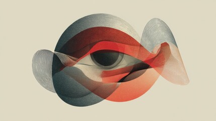 Aufkleber - Layered Abstract Shapes Create an Eye Design Against a Neutral Background With Clear Upper Half