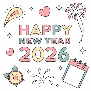 Happy New Year 2026 Boom vector art 