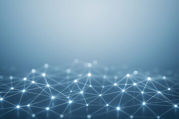Poster - Futuristic digital network background with glowing connection points and lines on a soft blue gradient surface, symbolizing innovation and technology.