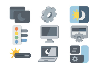 Poster - Technology concept icons for computer settings and day-night modes