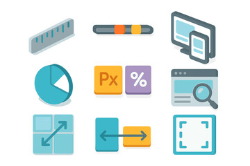 Fototapete - Colorful graphic design icons for web and app development