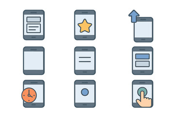 Fototapete - Mobile ui icons with touch gesture and interface elements